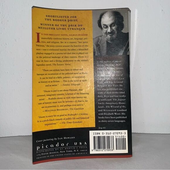 Shame A Novel Paperback Salman Rushdie Pakistani Fiction Magical Realism - Picture 2 of 3